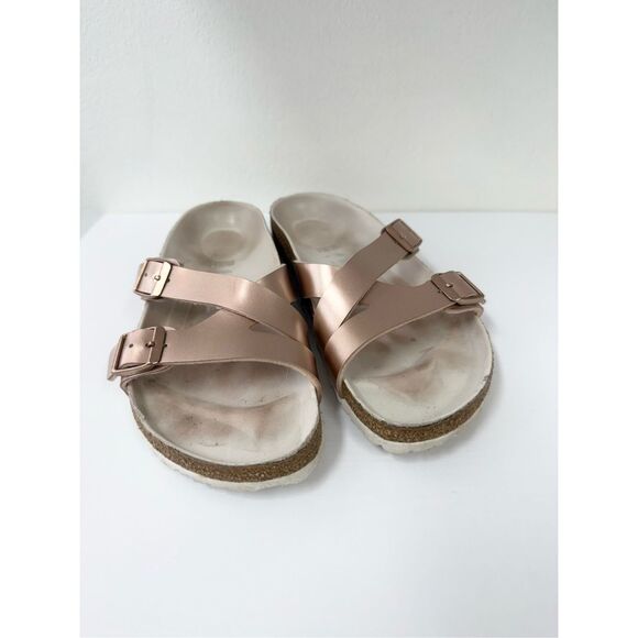Birkenstock Yao Balance Rose Gold Copper Strappy Lux Sandals 39 W8 M6 - Picture 5 of 7